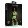Ouch! Glow Ensemble Bustier Dos nu et Porte-Jarretelles 2 Pièces Vert Fluo